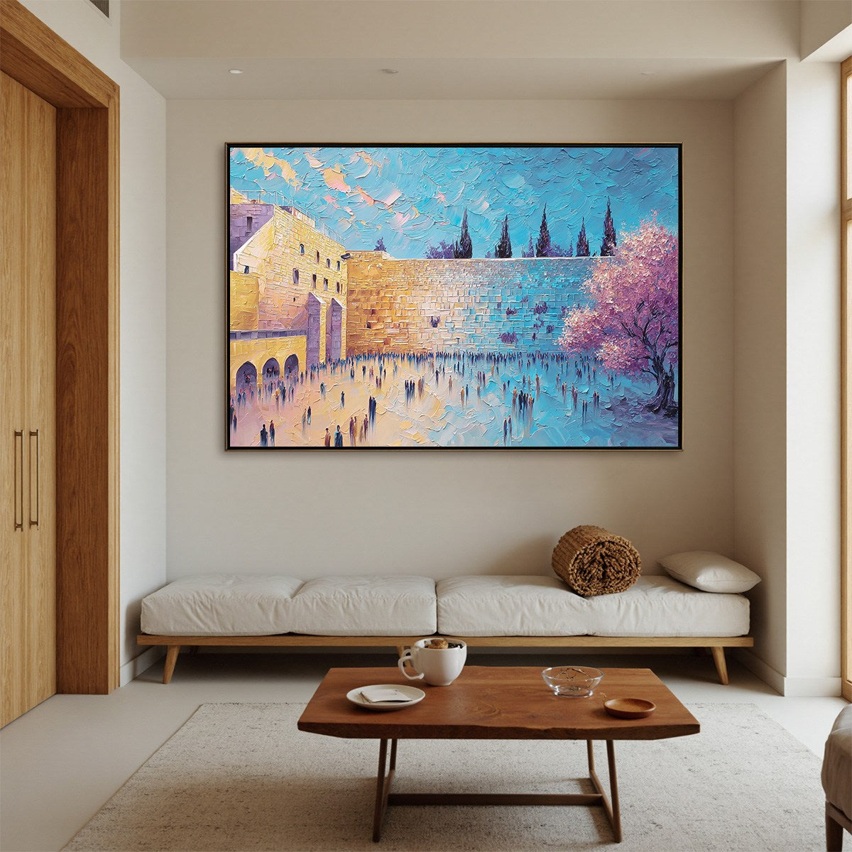 ETERNAL PRAYER: Textured Impasto Painting of Jerusalem's Western Wall - Image 2