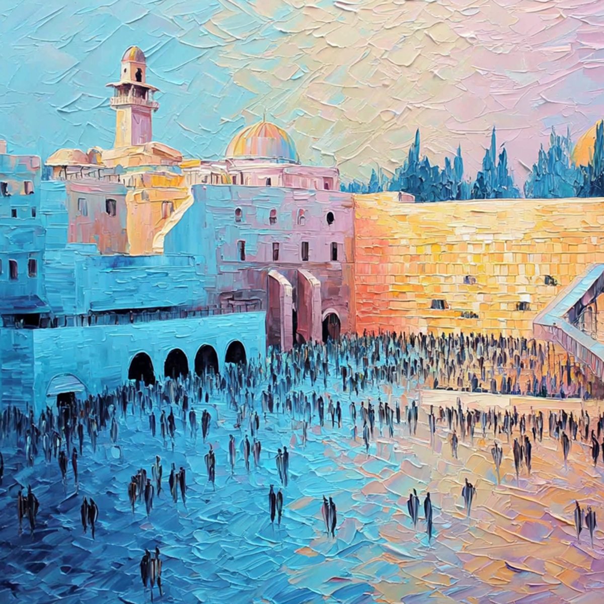 ETERNAL PRAYER: Textured Impasto Painting of Jerusalem's Western Wall - Image 5