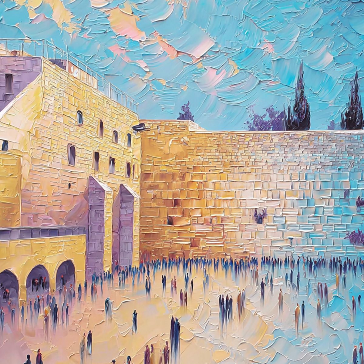 ETERNAL PRAYER: Textured Impasto Painting of Jerusalem's Western Wall - Image 5