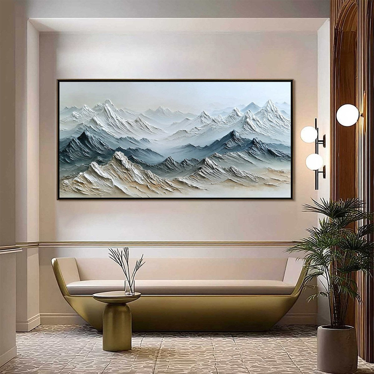 ETERNAL SUMMITS: Textured Wabi Sabi Mountain Landscape Painting - Image 2
