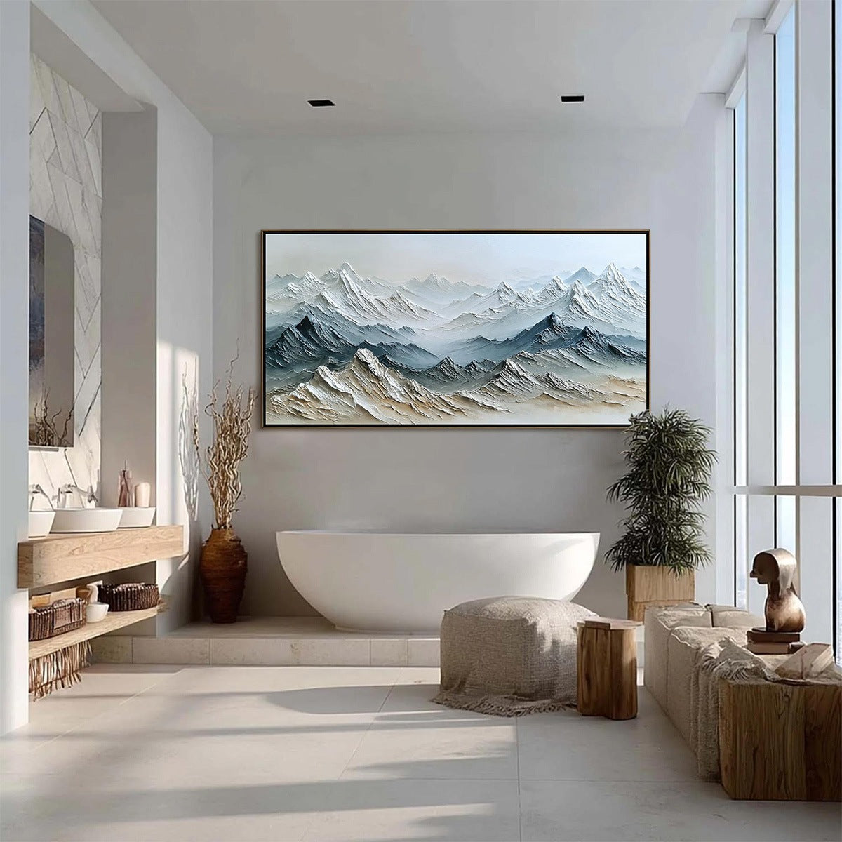 ETERNAL SUMMITS: Textured Wabi Sabi Mountain Landscape Painting - Image 6