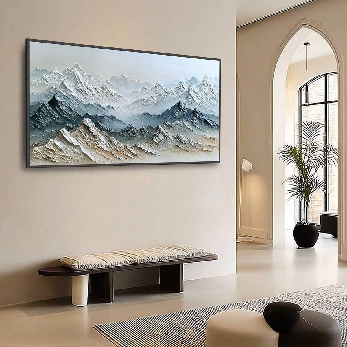 ETERNAL SUMMITS: Textured Wabi Sabi Mountain Landscape Painting - Image 7