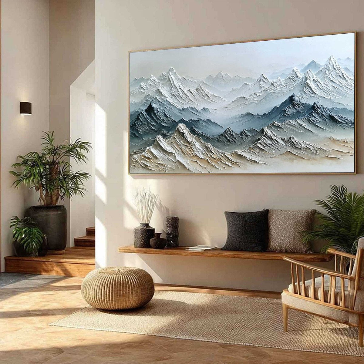 ETERNAL SUMMITS: Textured Wabi Sabi Mountain Landscape Painting - Image 8