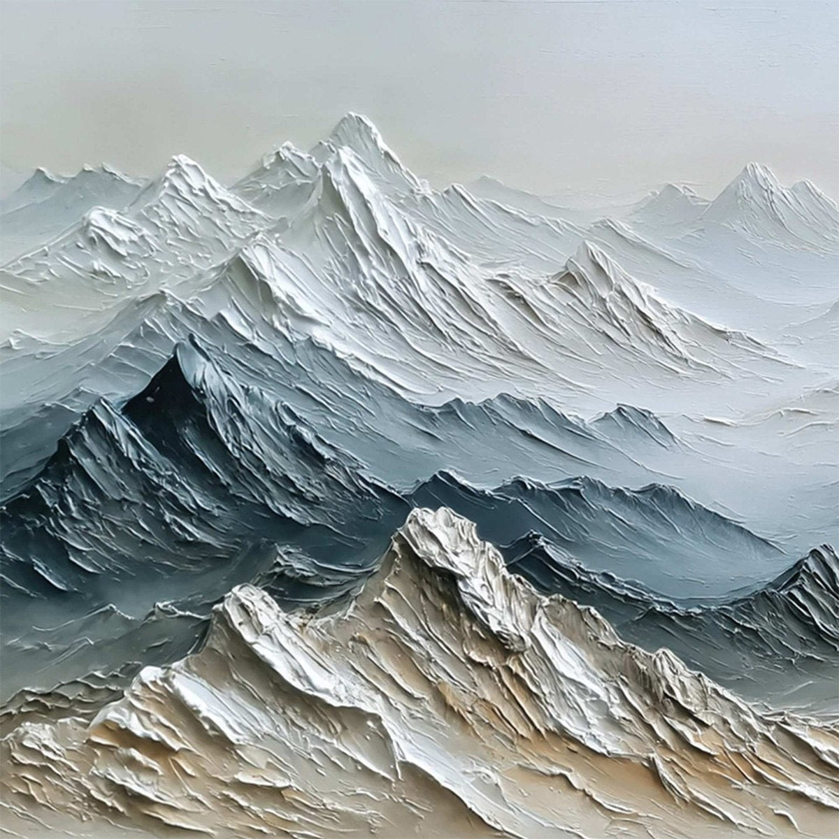 ETERNAL SUMMITS: Textured Wabi Sabi Mountain Landscape Painting - Image 3