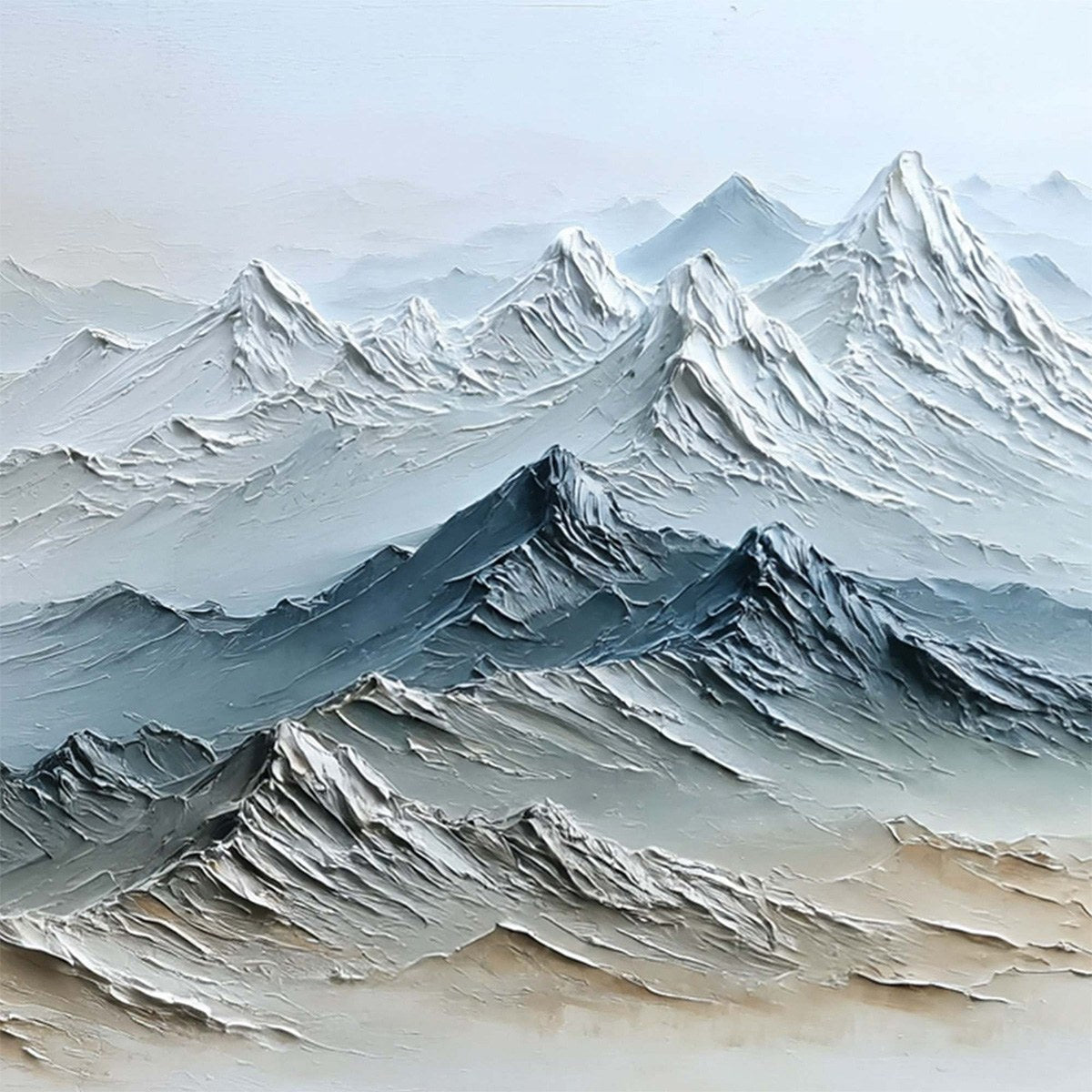 ETERNAL SUMMITS: Textured Wabi Sabi Mountain Landscape Painting - Image 5