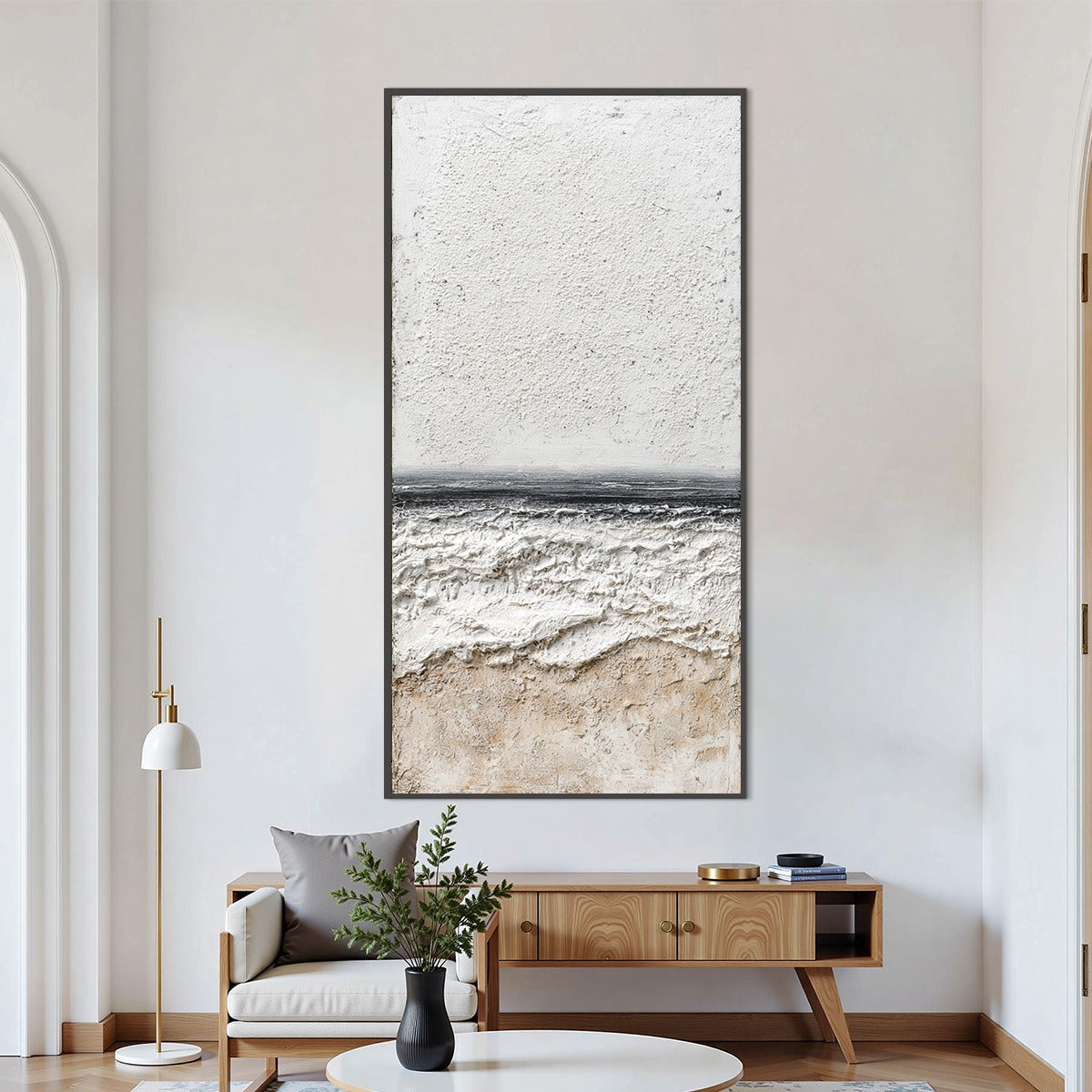 ETERNAL SHORE: Wabi Sabi Textured Minimalist Seascape Painting - Image 2