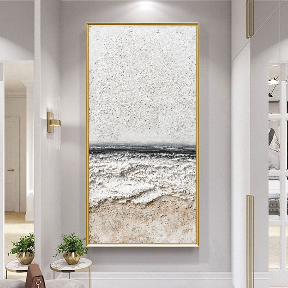 ETERNAL SHORE: Wabi Sabi Textured Minimalist Seascape Painting - Image 4