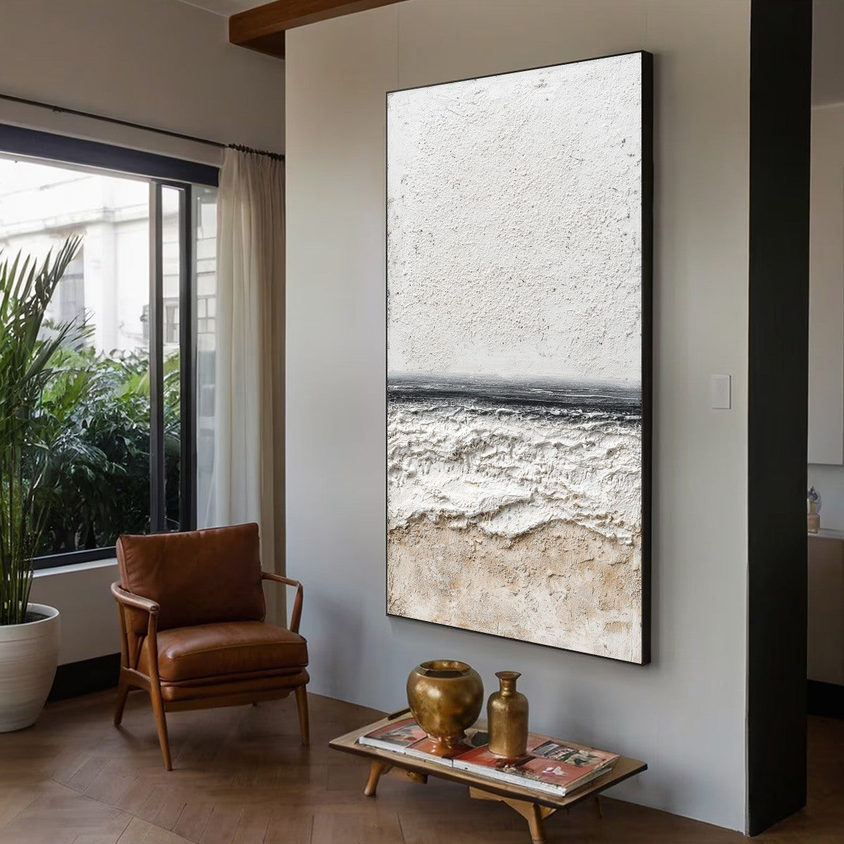 ETERNAL SHORE: Wabi Sabi Textured Minimalist Seascape Painting - Image 8