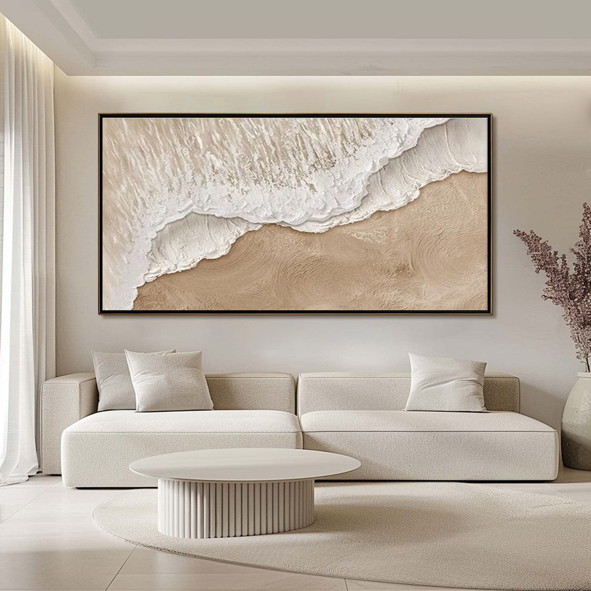 ETERNAL TIDE: Textured Wabi Sabi Beach & Sea Painting - Image 2