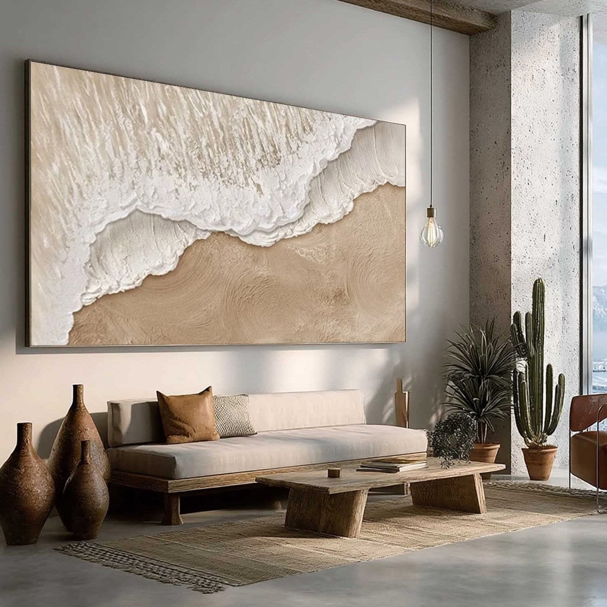 ETERNAL TIDE: Textured Wabi Sabi Beach & Sea Painting - Image 7