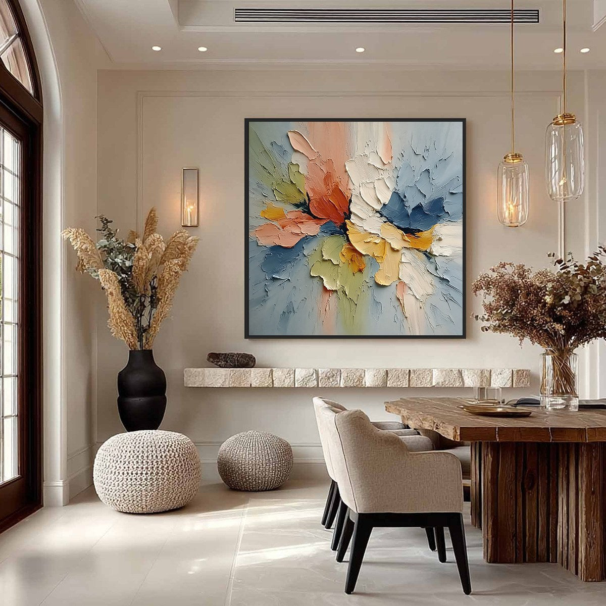 ETHEREAL BLOOM: Textured Impasto Abstract Floral Painting - Image 2