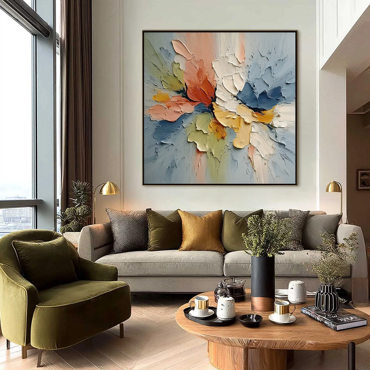 ETHEREAL BLOOM: Textured Impasto Abstract Floral Painting - Image 4