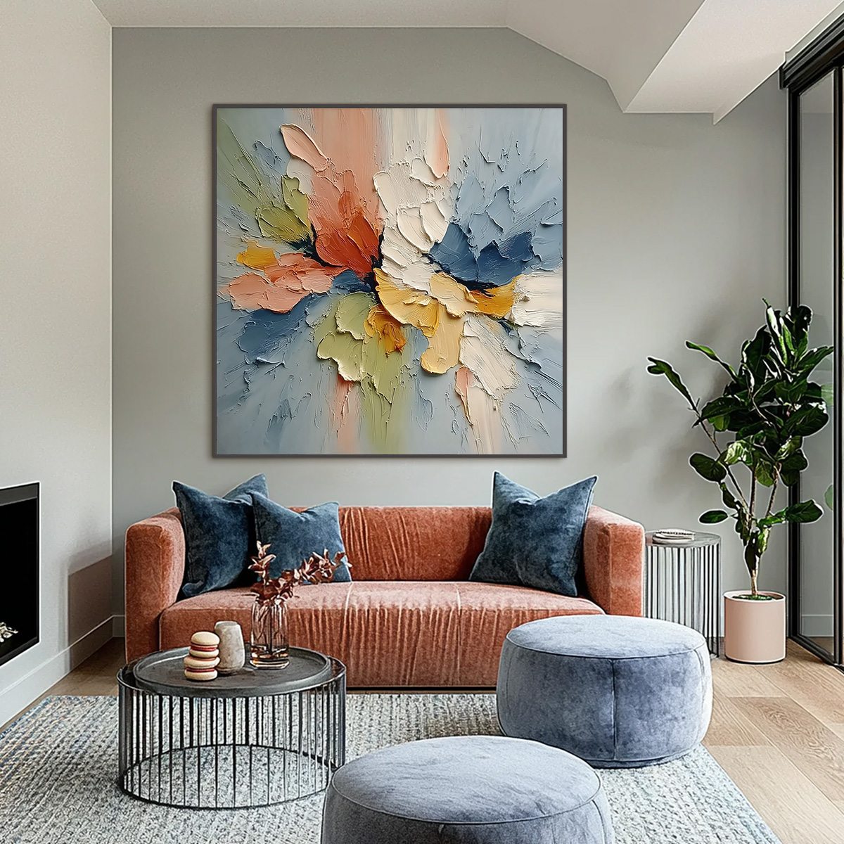 ETHEREAL BLOOM: Textured Impasto Abstract Floral Painting - Image 6