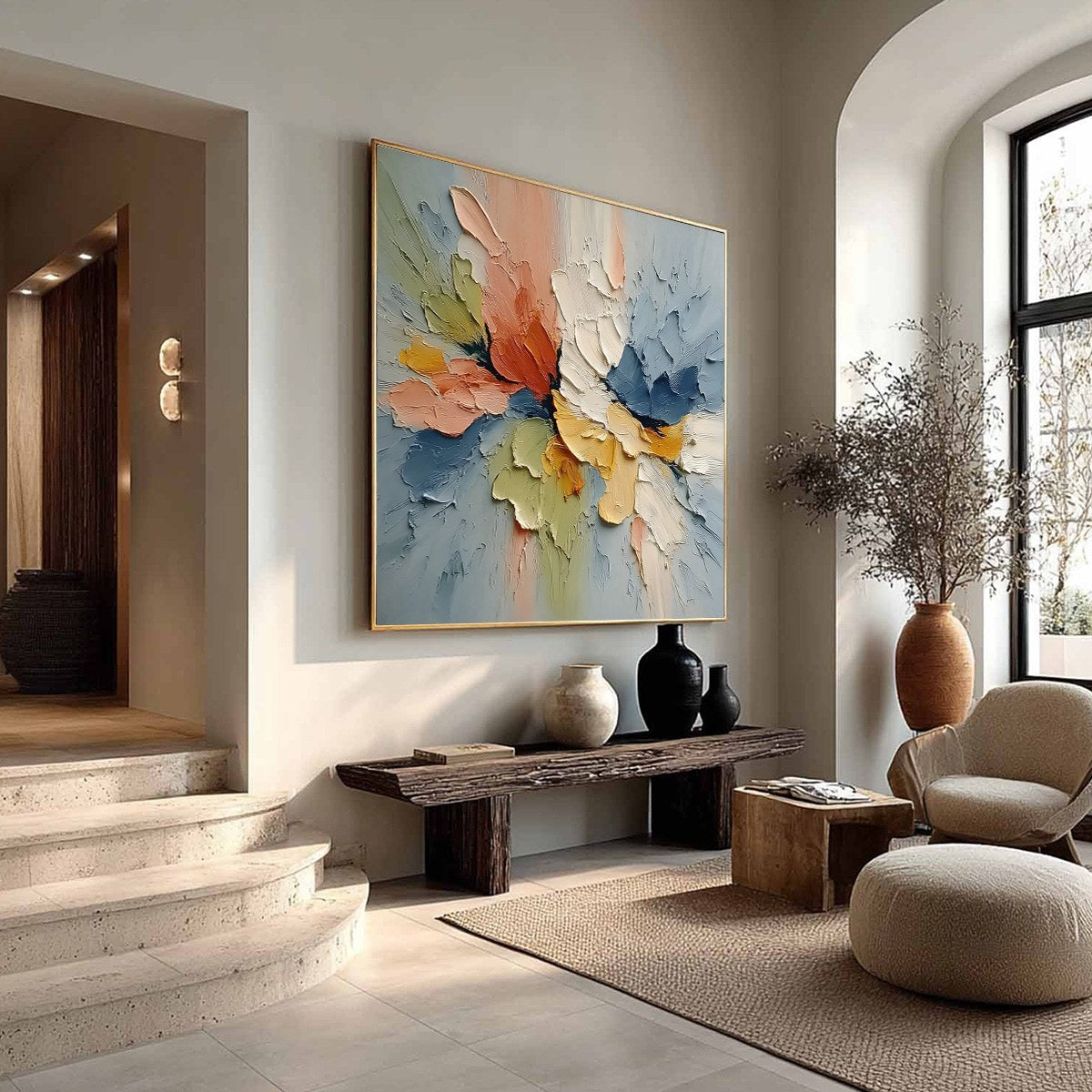 ETHEREAL BLOOM: Textured Impasto Abstract Floral Painting - Image 8