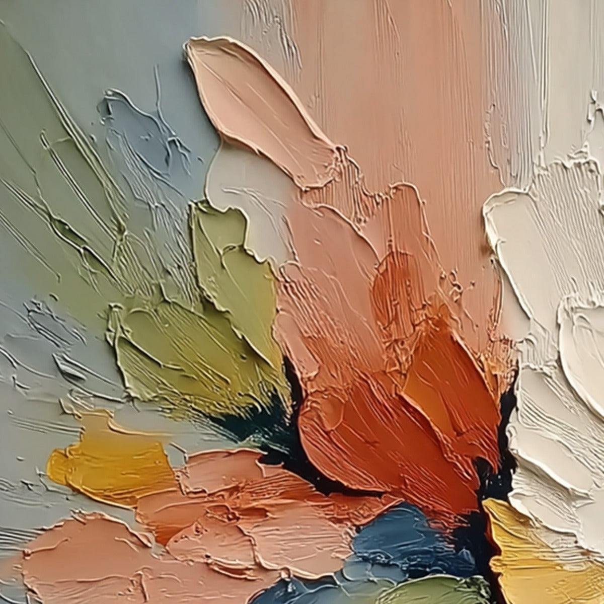 ETHEREAL BLOOM: Textured Impasto Abstract Floral Painting - Image 5