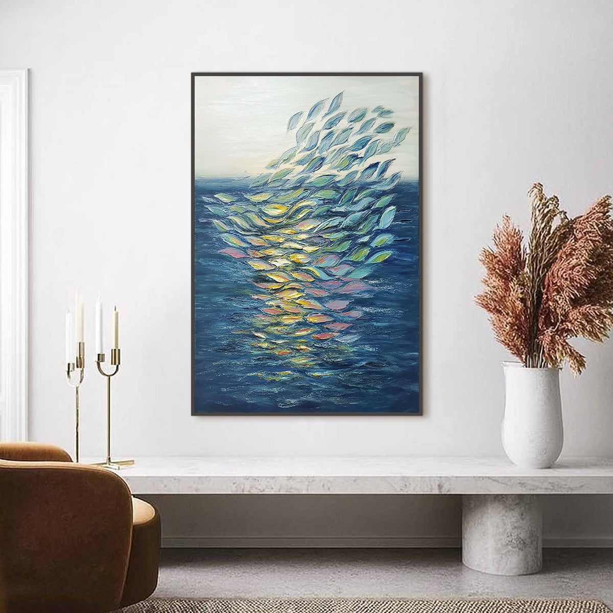 ETHEREAL FLOW: Textured Abstract Seascape Oil Painting - Image 2