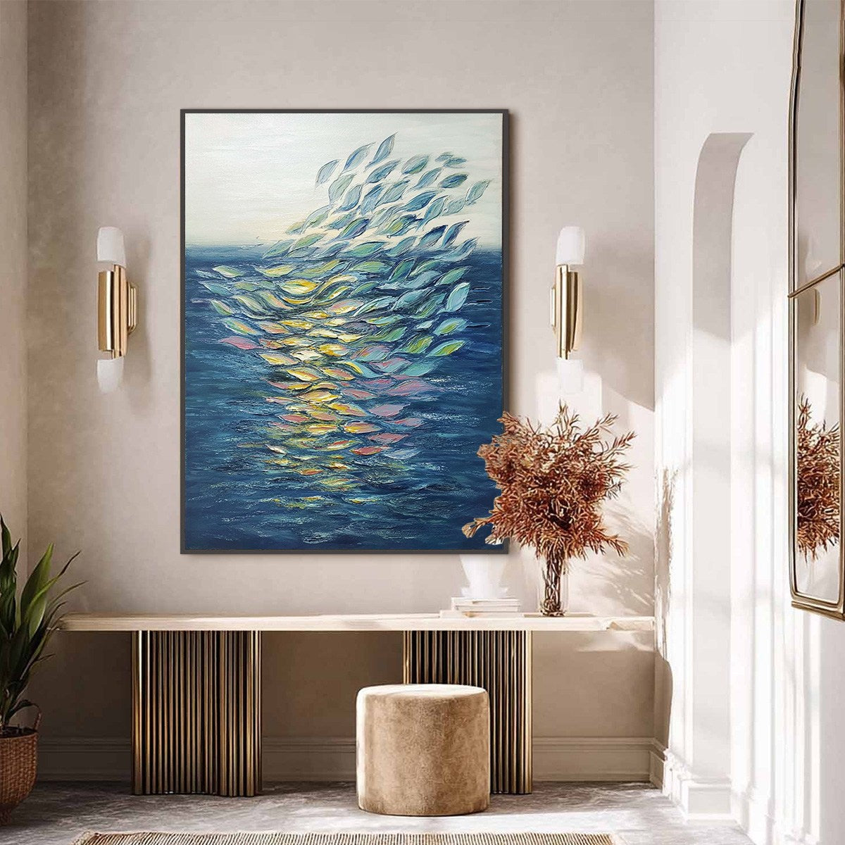 ETHEREAL FLOW: Textured Abstract Seascape Oil Painting - Image 6