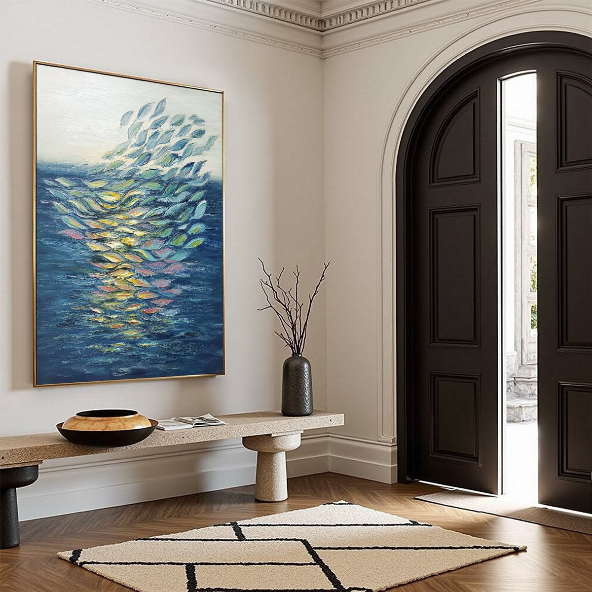 ETHEREAL FLOW: Textured Abstract Seascape Oil Painting - Image 8