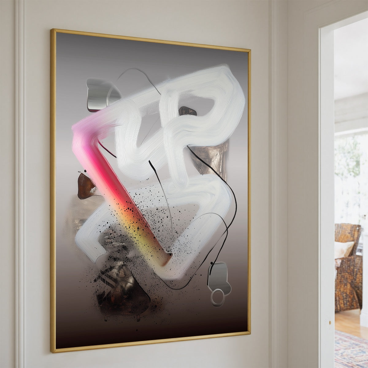 ETHEREAL DRIFT: Abstract Textured Oil Painting on Grey - Image 5