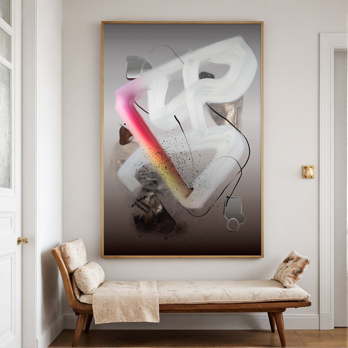ETHEREAL DRIFT: Abstract Textured Oil Painting on Grey - Image 7