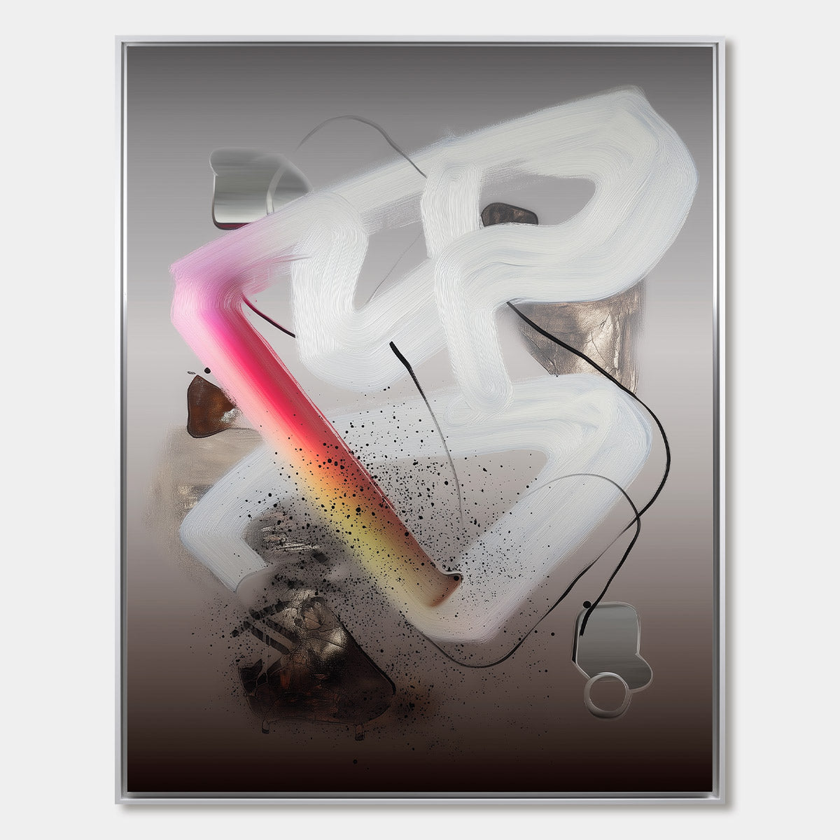 ETHEREAL DRIFT: Abstract Textured Oil Painting on Grey
