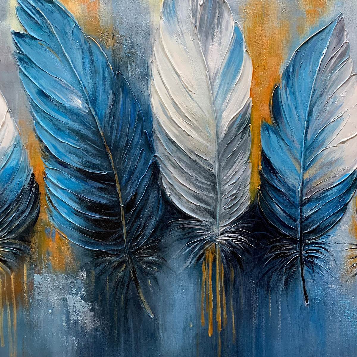 ETHEREAL FEATHERS: Textured Still Life Oil Painting - Image 3
