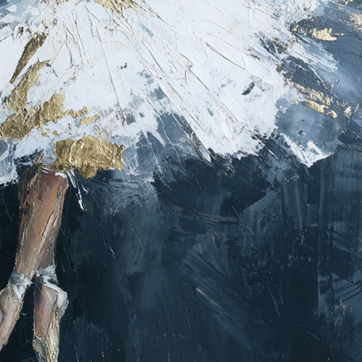 ETHEREAL POISE: Textured Gold Leaf Ballerina Painting - Image 5