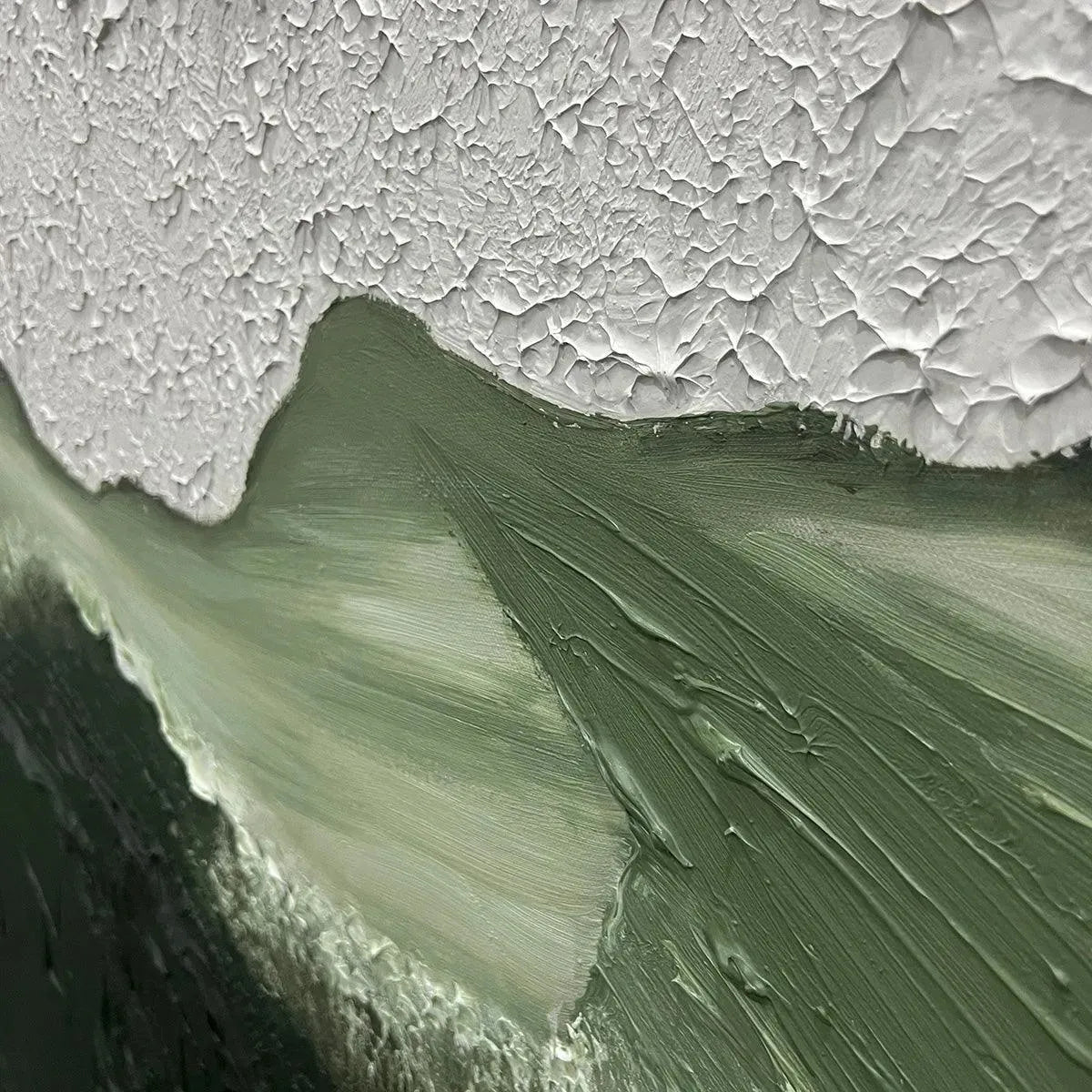SAGE RIVER: Green and White Abstract Landscape Impasto Painting for Living Room - Image 4