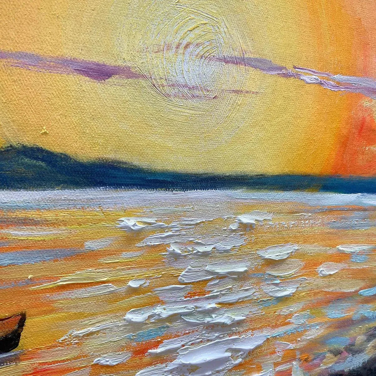 SAILING AT SUNSET: Vibrant Seascape Painting, Panoramic Canvas, Coastal Wall Art - Image 5