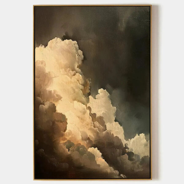 EVENING CLOUDS: Textured Cloudscape Painting, Vertical Wall Art