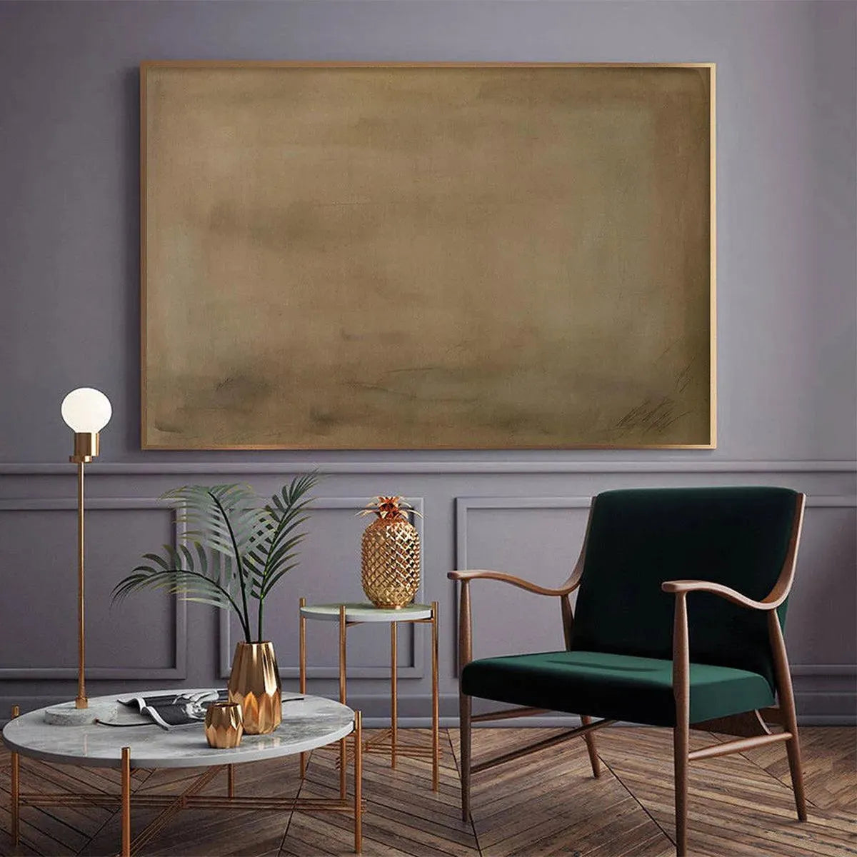 EARTHY MINIMALIST LANDSCAPE: Minimalist Abstract Painting in Brown - Image 6