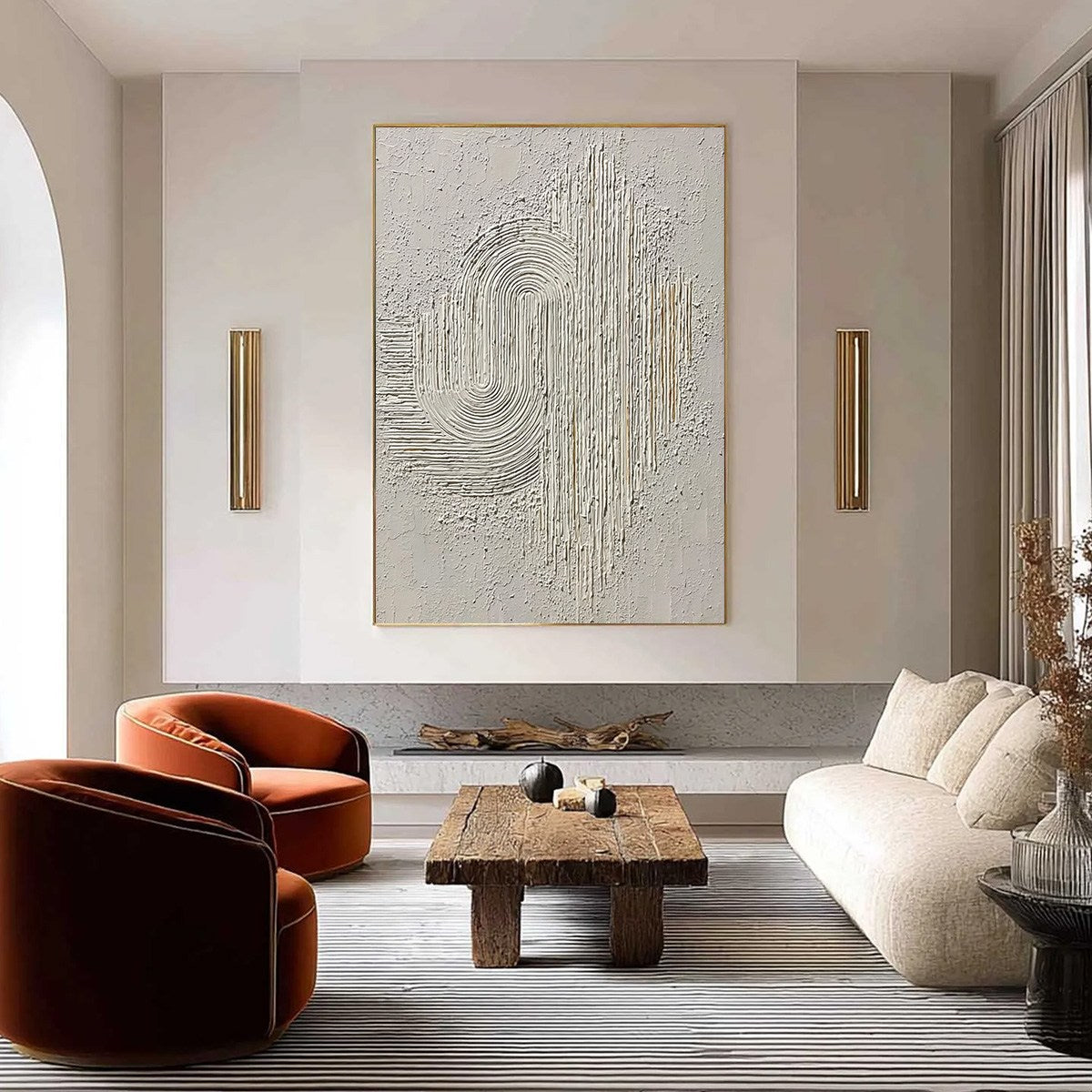 Echoes in Silence: Textured White Abstract Wabi Sabi Wall Art - Image 2