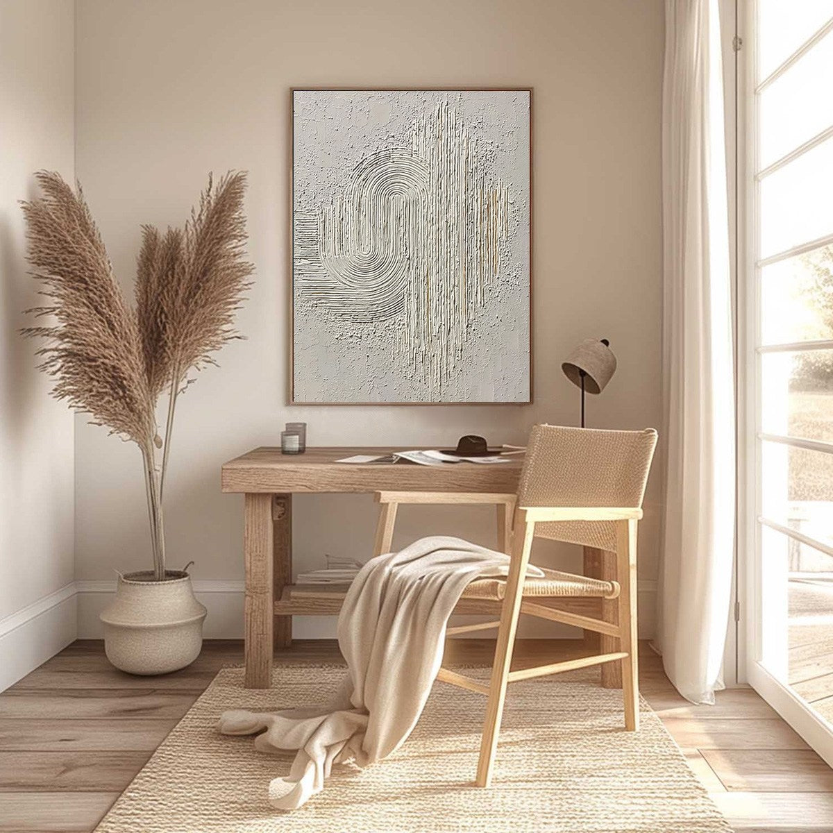 Echoes in Silence: Textured White Abstract Wabi Sabi Wall Art - Image 4