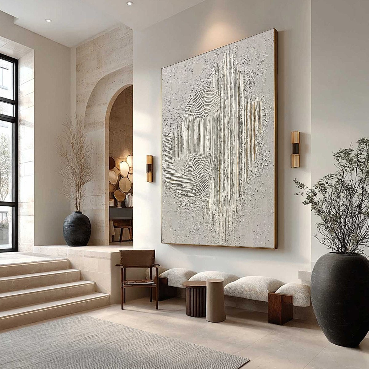 Echoes in Silence: Textured White Abstract Wabi Sabi Wall Art - Image 7