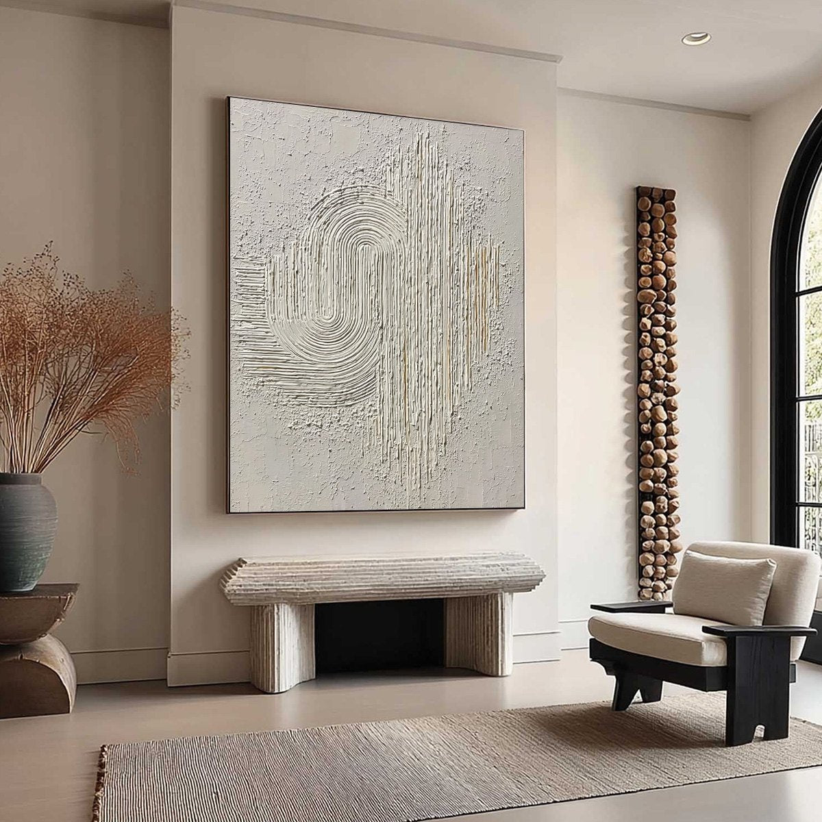 Echoes in Silence: Textured White Abstract Wabi Sabi Wall Art - Image 8