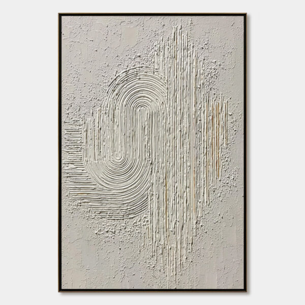 Echoes in Silence: Textured White Abstract Wabi Sabi Wall Art