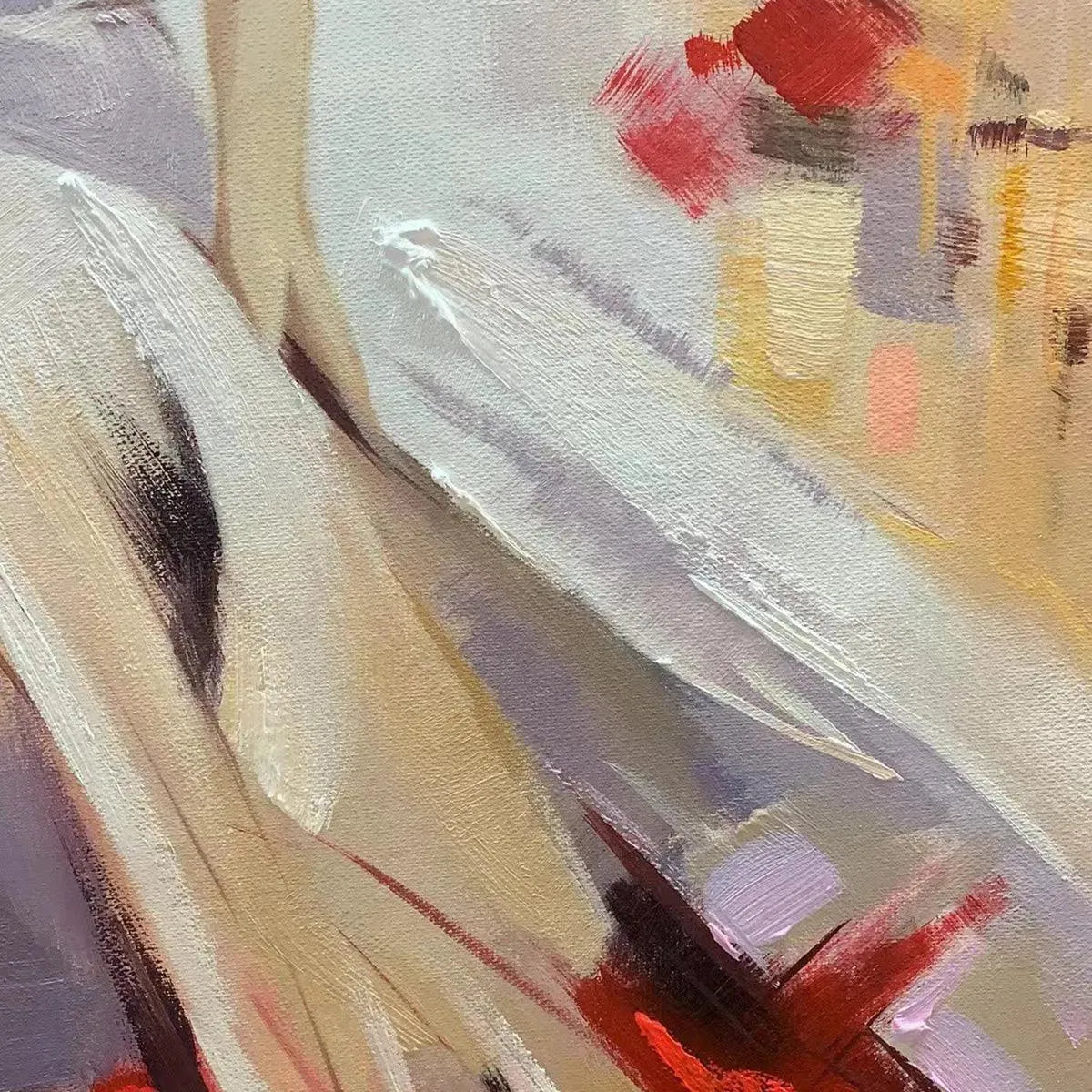 Elegant Lady in Red Dress Oil Painting - Abstract Art - Image 3