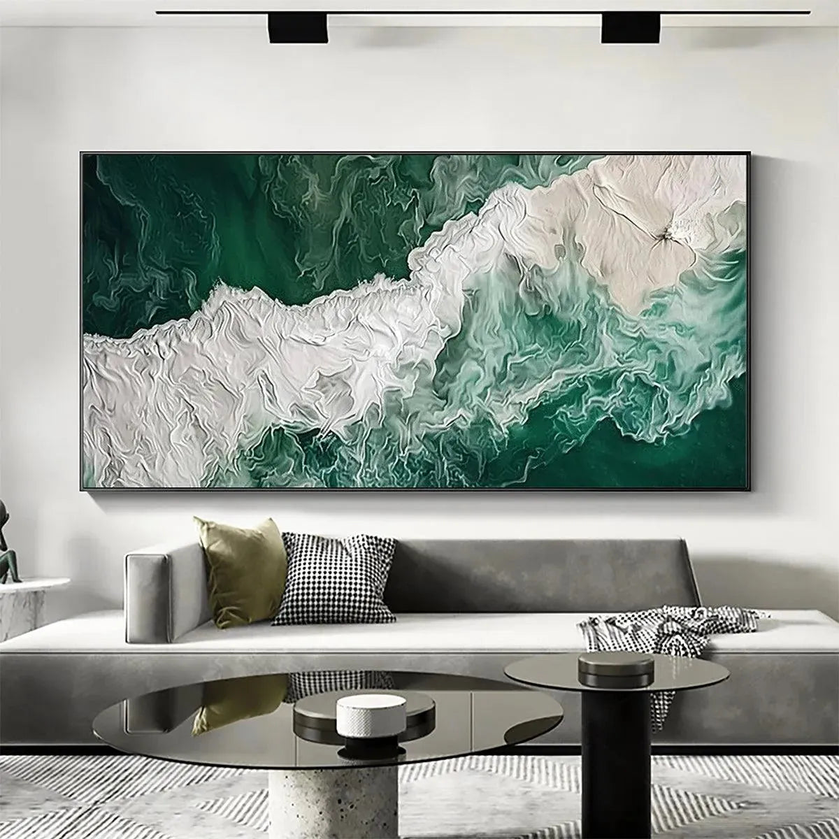 EMERALD FLOW: Abstract Ocean Painting, Horizontal Wall Art - Image 8