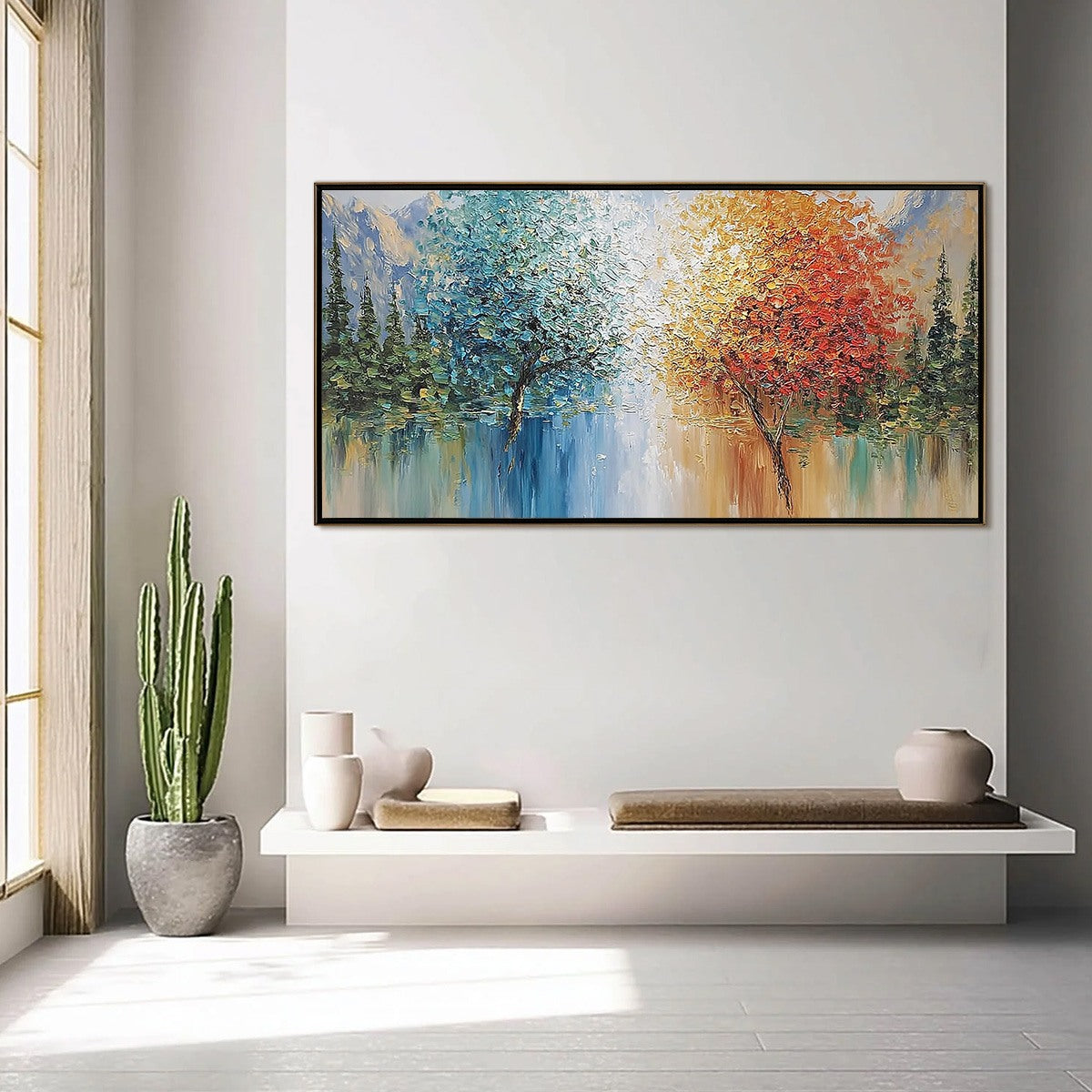 Equinox Textured Tree Landscape Oil Painting | Colorful Wall Art - Image 4