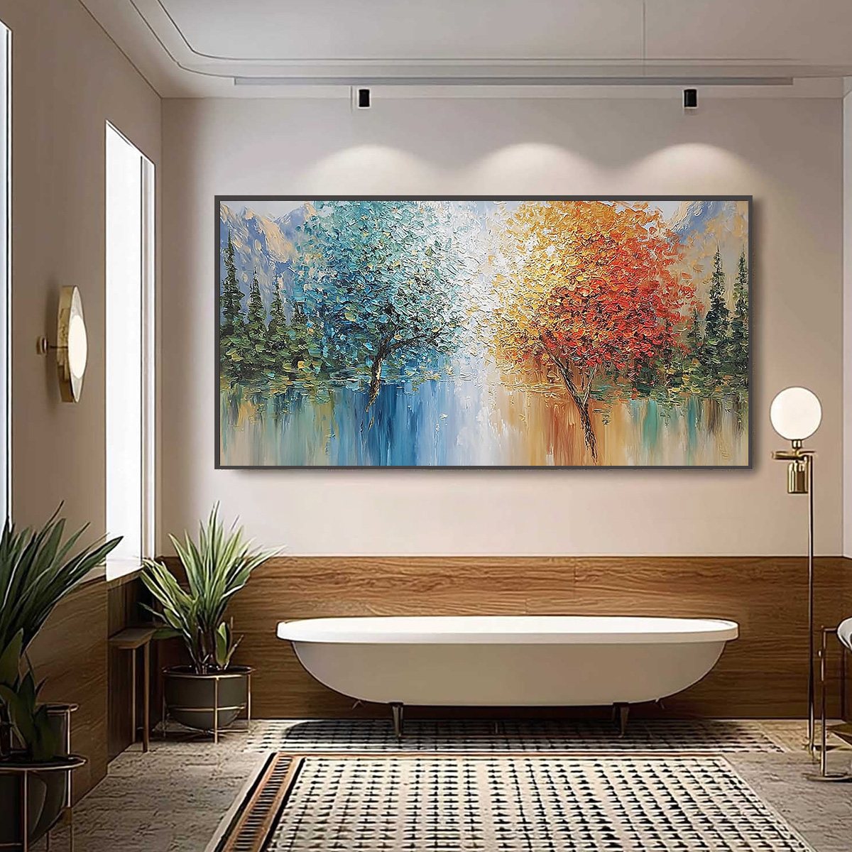 Equinox Textured Tree Landscape Oil Painting | Colorful Wall Art - Image 6