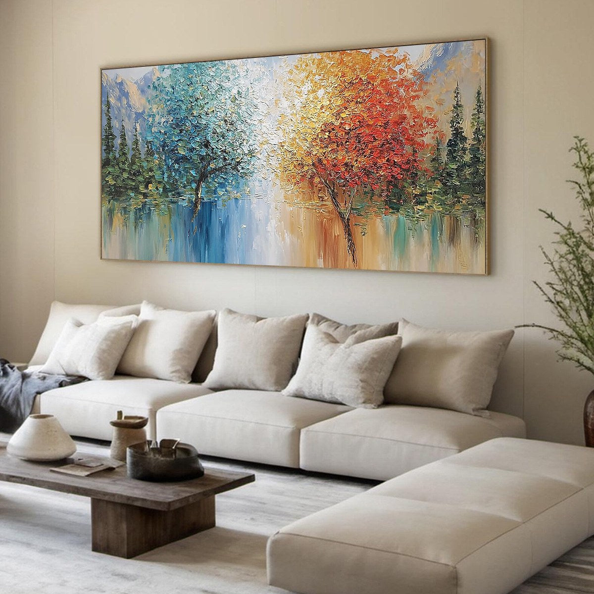 Equinox Textured Tree Landscape Oil Painting | Colorful Wall Art - Image 8