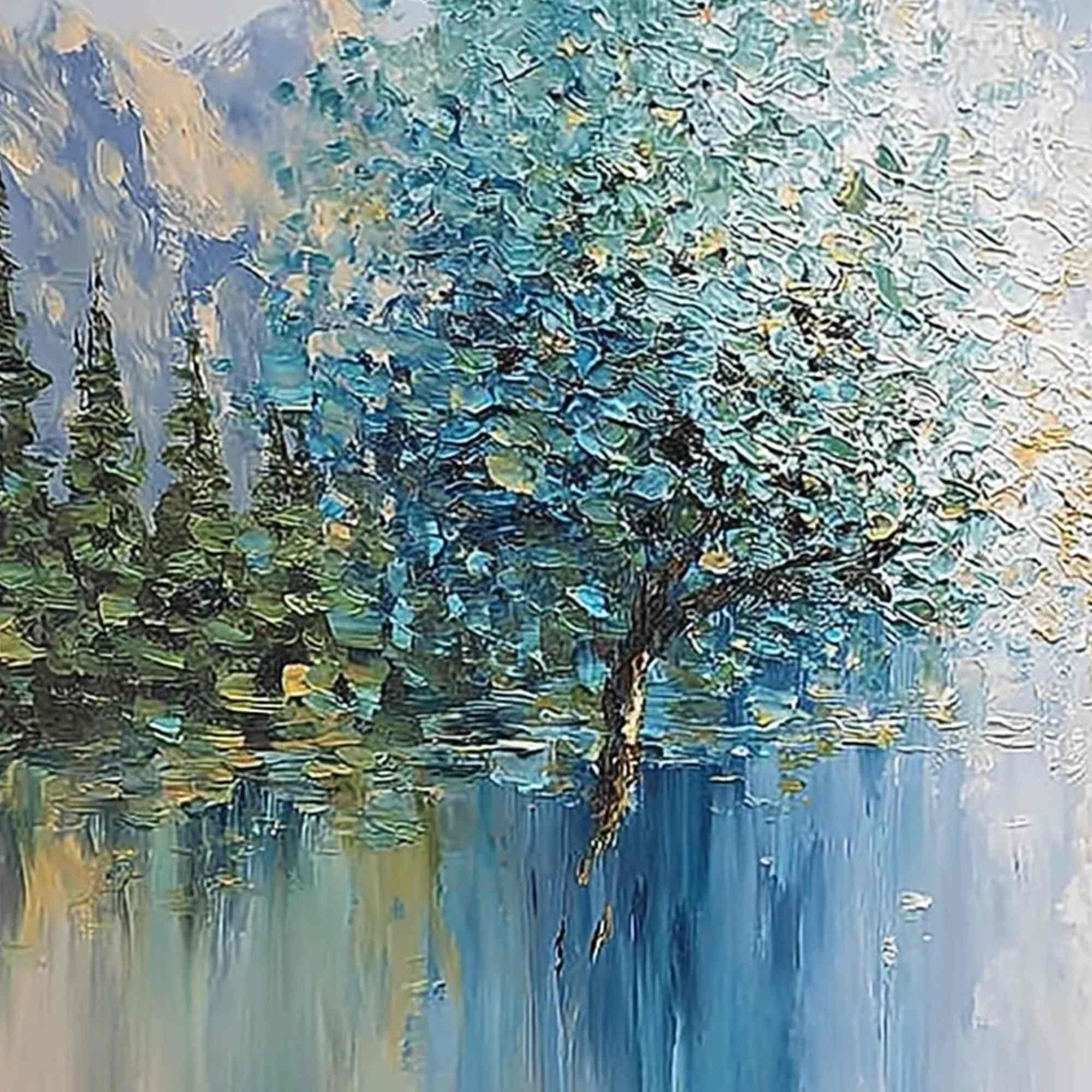 Equinox Textured Tree Landscape Oil Painting | Colorful Wall Art - Image 3