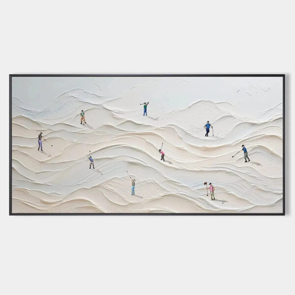 FAIRWAY VISTA: Textured Golf Course Landscape Painting for Office