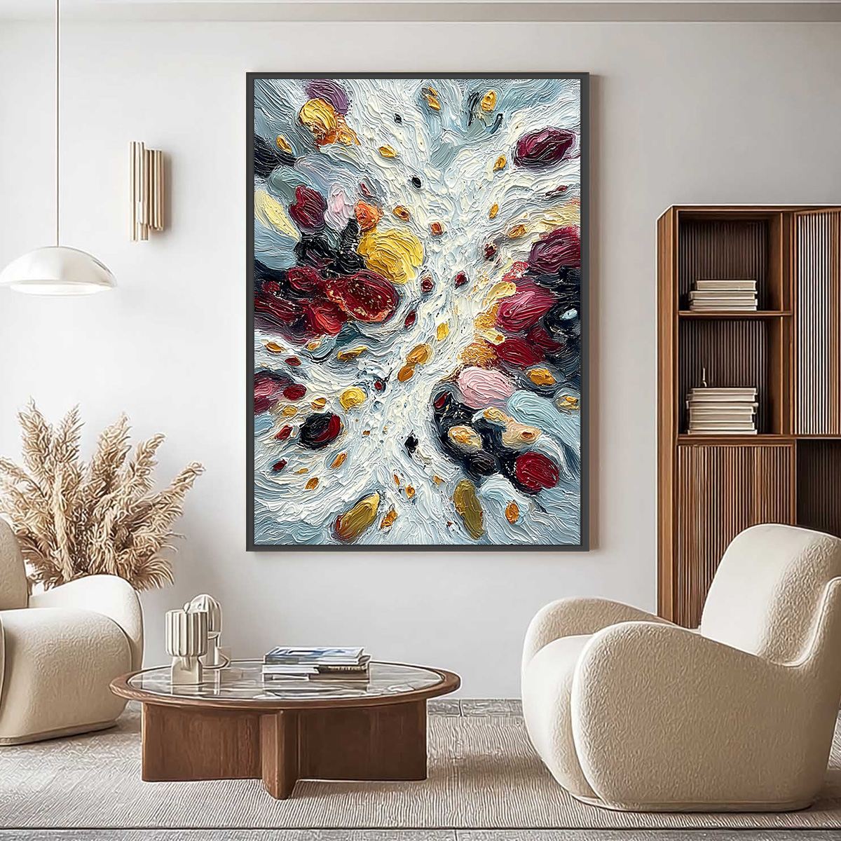 FESTA DEI COLORI: Vertical Colorful Impasto Abstract Textured Oil Painting - Image 2