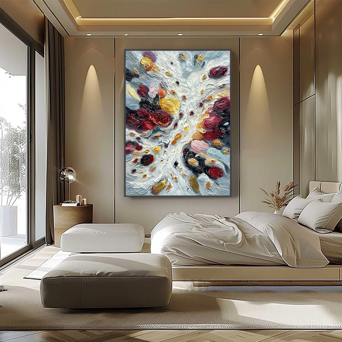 FESTA DEI COLORI: Vertical Colorful Impasto Abstract Textured Oil Painting - Image 6