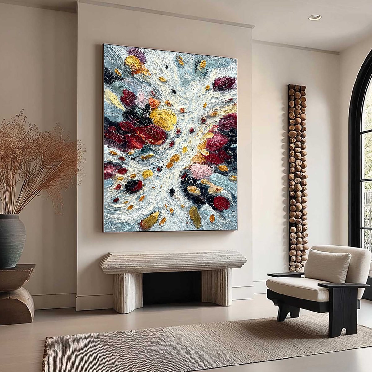 FESTA DEI COLORI: Vertical Colorful Impasto Abstract Textured Oil Painting - Image 8