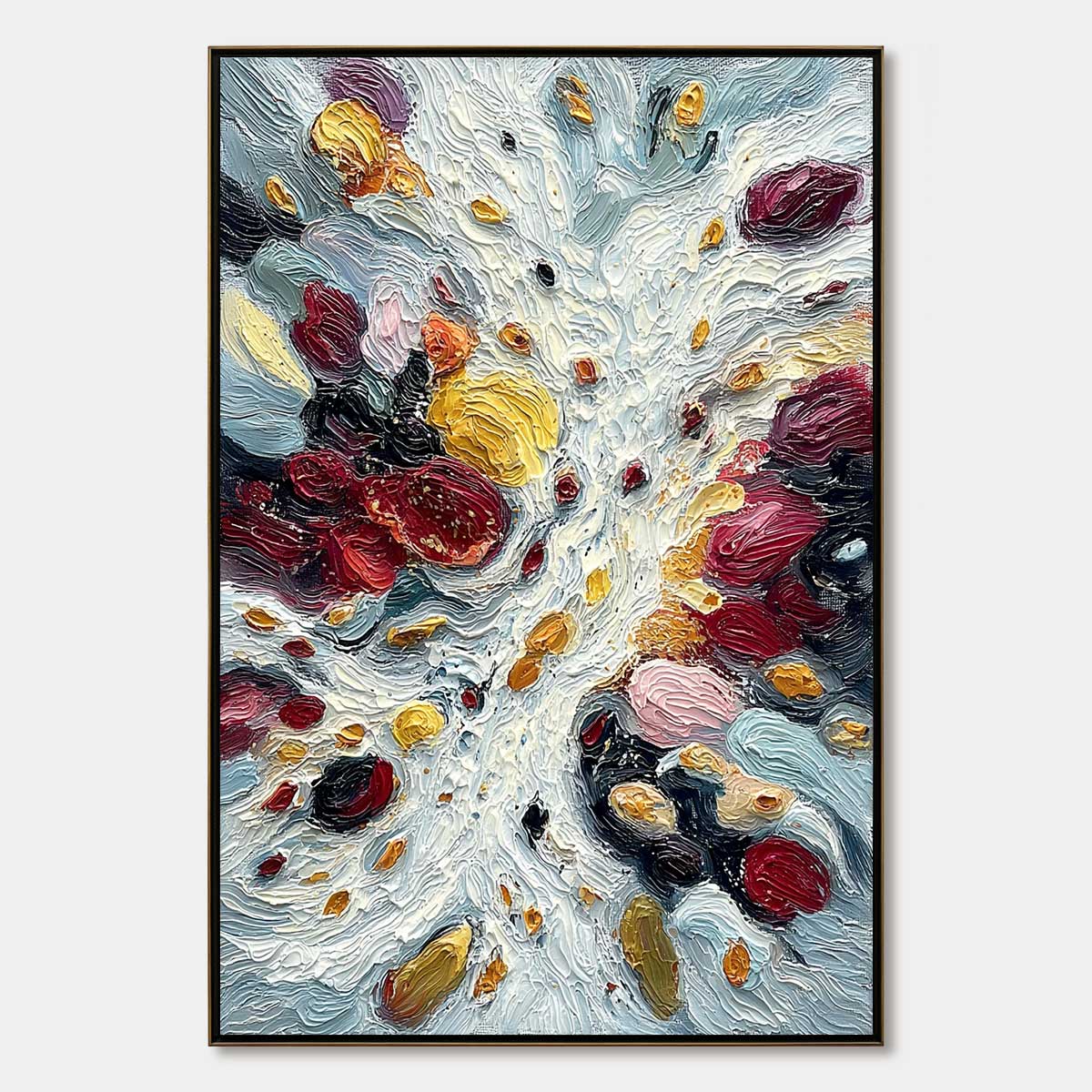 FESTA DEI COLORI: Vertical Colorful Impasto Abstract Textured Oil Painting