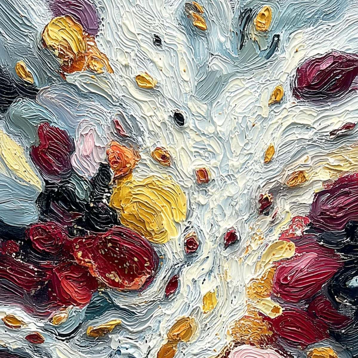 FESTA DEI COLORI: Vertical Colorful Impasto Abstract Textured Oil Painting - Image 3