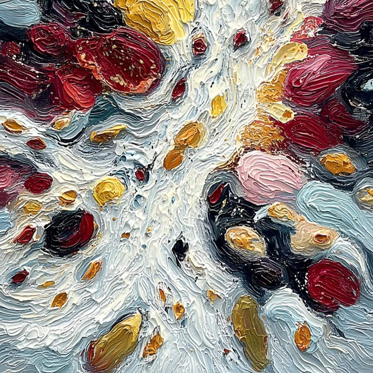 FESTA DEI COLORI: Vertical Colorful Impasto Abstract Textured Oil Painting - Image 5