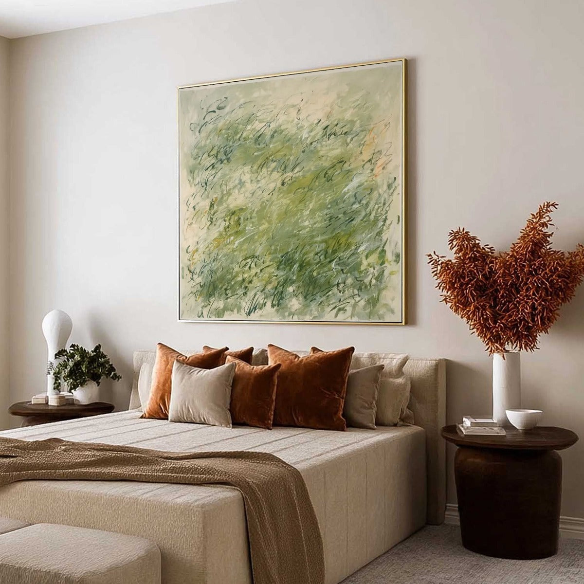 FIELD BREEZE: Minimalist Abstract Green Landscape Oil Painting - Image 8